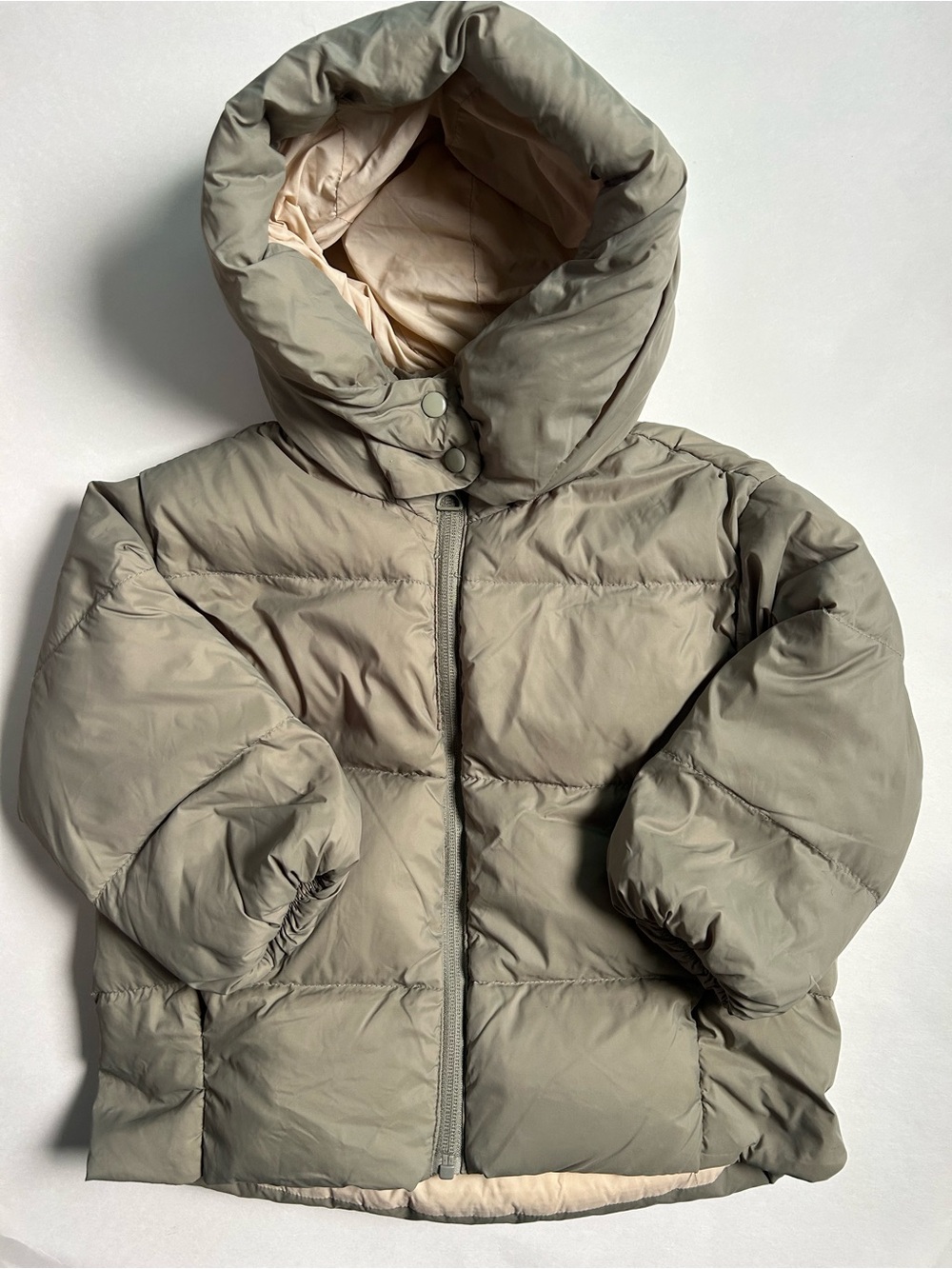 ZARA Kids Hooded Puffer Jacket - Light Sage Green